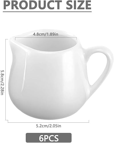 Vmxlso Lot de 6 petits pots à lait en céramique blanche avec poignée, pichet à lait en céramique pour la maison, la cuisine, mini pichet de service pour verser le lait, le café, la sauce, la crème - Nail Gallerys