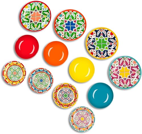 Excelsa Bazar Medina Service de vaisselle 12 pièces, porcelaine et Stoneware, décoration multicolore, 4 personnes - Nail Gallerys