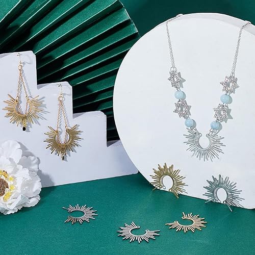 UNICRAFTALE 8 pièce 2 couleurs Breloques Acier Inoxydable Pendentifs Connecteurs Soleil Pendentifs Creux Dorés Breloques Soleil pour Bracelets Boucles D'Oreilles pour la Fabrication de Bijoux DIY - Nail Gallerys