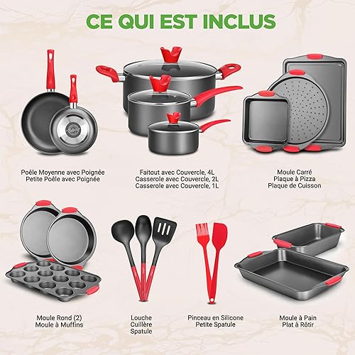 NutriChef, Moules à Pâtisserie, Set de Moules Antiadhésif, Plaques de Cuisson en Acier au Carbone Antiadhésif, Plaque de Four avec Poignées en Silicone Noir, Sans PFOA,PFOS,PTFE - Nail Gallerys