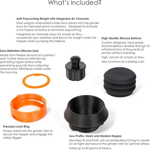 FusedLine Trémie monodose avec soufflet en silicone et poids anti-pop corning | Compatible avec Sage Smart Grinder Pro | Noir - Nail Gallerys