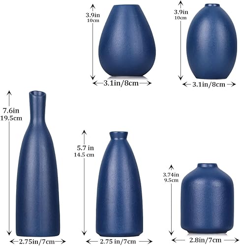 Set de 5 vases colorés en céramique - Modernes pour déco Maison en Jaune, Orange, Bleu. Parfaits pour Salon, Cuisine, Bureau, Salle de Bain, entrée, Table de café Decor - Nail Gallerys