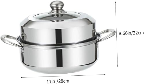 Hoement Cuiseur Vapeur Double Couche en Acier Inoxydable Couvercle Et Capacité Élevée Cuisson À La Vapeur - Nail Gallerys