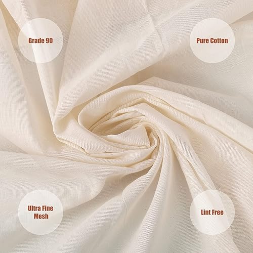 FT Fashion Track Lot de 4 chiffons en mousseline pour cuisine, fromage, filtration, 50 x 50 cm, grade 90, 100 % coton non blanchi, réutilisables - Nail Gallerys