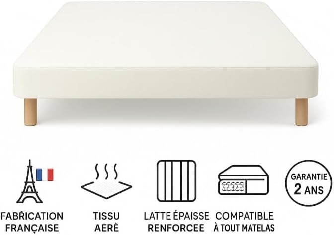 by sommiflex SOMMIER TAPISSIER Blanc 140x190 cm | Fabrication FRANÇAISE ARTIS - Nail Gallerys