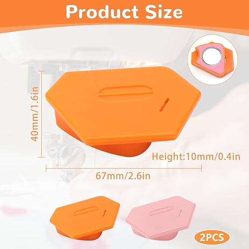 TYBYBB Lot de 2 Guide de Couture Magnétique Magnetic Sewing Guide Removable Sewing Machine Accessories Guide de Couture avec échelle Pouraccessoires de Couture (Rose/Orange) - Nail Gallerys