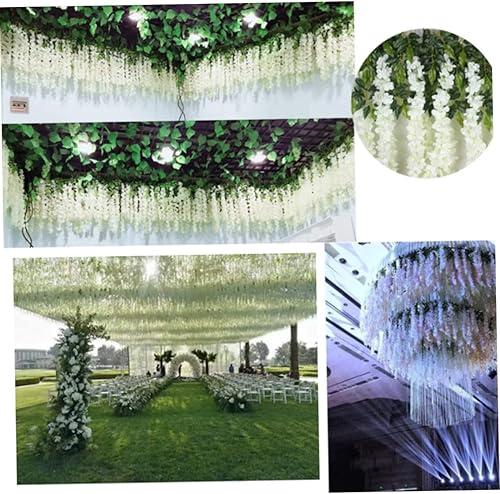 Liummrcy Wisteria Garland Wisteria Artificielle Vigne Suspendue Garland Silk Fleur Fausse Fleur de Simulation pour la Maison Garden Party Decor 12pcs Blanc, Fleurs artificielles - Nail Gallerys