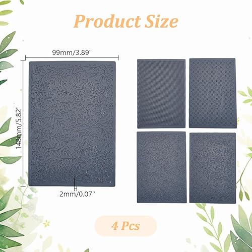 HOBBIESAY 4ensemble Feuilles Texture Argile Polymère Feuilles Texture Argile Polymère Fonctionne avec un Coupe Argile Polymère Effet Rouleau Texture Argile Polymère Pivoine pour Fabrication D'Argile - Nail Gallerys