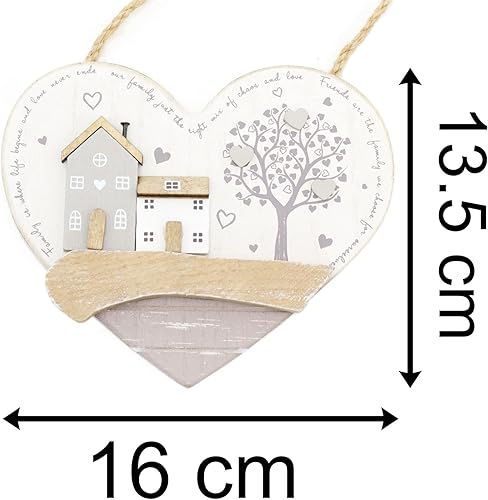 Plaque murale en bois en forme de cœur avec inscription « Family and Friends », style shabby chic - Nail Gallerys