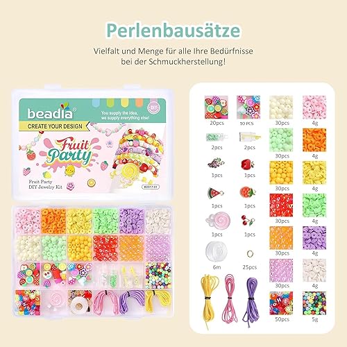 TONAUP Kit de bricolage pour bracelet de perles, perles à enfiler pour enfants, kit de bricolage, bijoux, lettres de fruits, perles adaptées pour la fabrication de bijoux, bracelets, colliers, travaux - Nail Gallerys