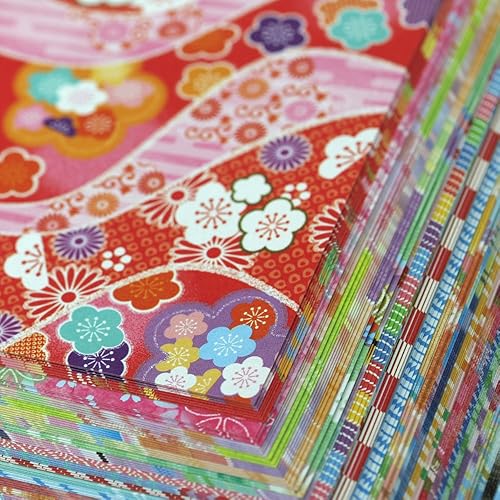 Toyo (018061) Papier à origami réversible 7,5 cm x 7,5 cm - ashifu Chiyogami, Ryoumen Chiyogami Zukushi - Nail Gallerys