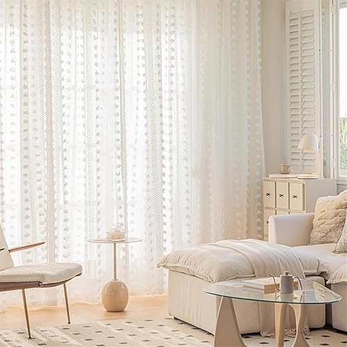 SK Studio Rideaux Voilage Blanc Lot de 2, Rideaux Transparent avec Passe Tringle Décorations d'intérieur de Fenêtre pour Salon, Chambre à Coucher et Cuisine, 100x200cm - Nail Gallerys