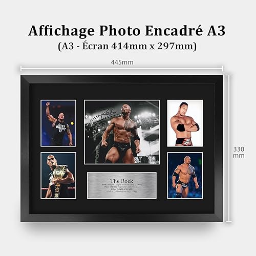 HWC Trading FR A4 Dwayne Johnson The Rock Cadeaux Imprimés Photo Autographe Signée pour les Fans de lutte - A4 Encadré - Nail Gallerys