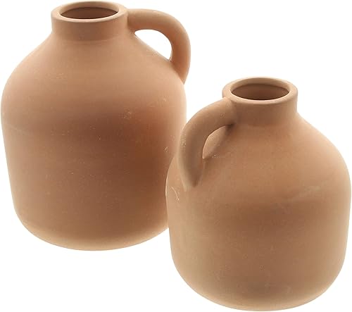 Lot de 2 vases décoratifs en forme de pichet en terre cuite dans un beau ton naturel, ne convient pas pour le remplissage avec de l'eau - Nail Gallerys