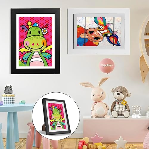 Cadre Dessin Enfant à Changer, Cadre Photo D'art pour Enfants, Cadre Ouverture Frontale A4 pour Stockage D'art Enfants, Cadre D'affichage D'œuvres D'art, Capacité 100 Œuvres D'art (1Pcs, Noir) - Nail Gallerys