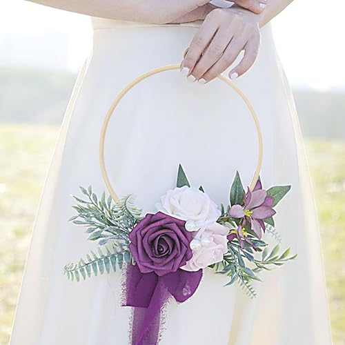 Anneaux Attrape Rêve en Bambou, 20cm/15cm,12 Pièces Cercle en Bois Macramé, Anneau Bois, Dreamcatcher pour Bricolage Attrape Reve Mobile Couronne de Mariage Décoration Murale - Nail Gallerys