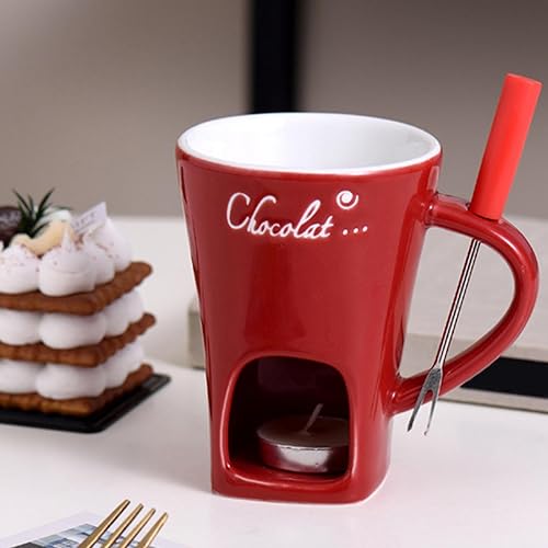 yupeuooe Chauffe-Beurre en céramique, Ensemble Chauffe-Beurre | Tasse à Fondue au Chocolat personnelle de 130 ML - Chauffe-Beurre Polyvalent avec Fourchette à Fondue, Tasse de Fondue créative pour - Nail Gallerys