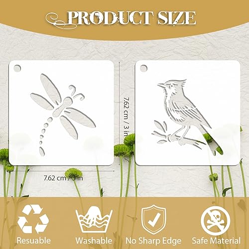 EAPIKON 60 Pochoirs de Peinture de Fleurs Oiseaux Réutilisable, Petit Modèles de Dessin de Végétaux et Animaux pour Bois Toile Cartes Scrapbooking Bricolage, Painting Stencils Décoration Art Murale - Nail Gallerys