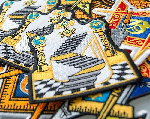 Écusson brodé à thermocoller Motif échelle maçonnique 8,1 x 9,7 cm - Nail Gallerys