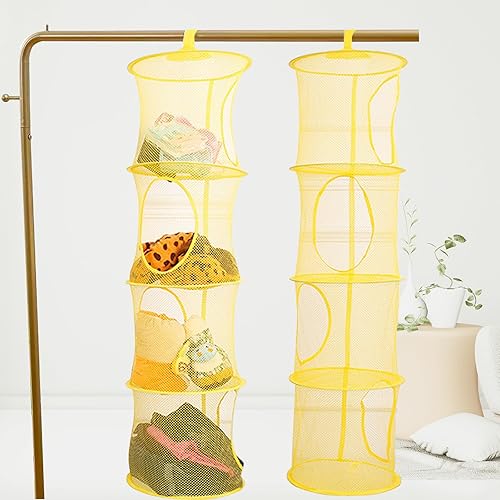 Sac de rangement suspendu en maille filet avec 4 compartiments de rangement suspendus, panier de rangement pliable en maille, rangement suspendu pour jouets - Nail Gallerys