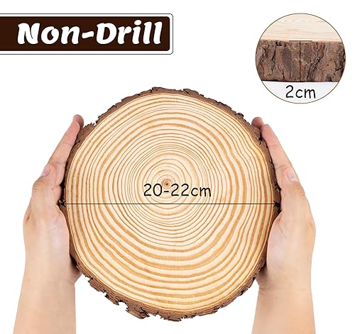 20-22cm Rondin de Bois Sans Trou,1Plusselect 2pcs Rondelles en Bois Naturel,Tranches de Bois Naturel 20mm D'épaisseur,Rond en bois pour Bricolage,Artisanat,Marque Place Mariage,Décoration de Noël Bois - Nail Gallerys