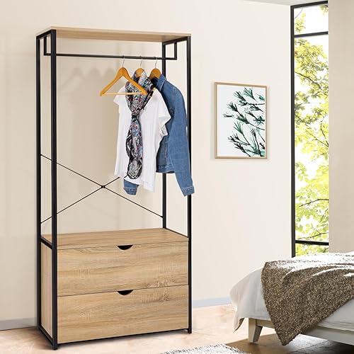 IDMarket - Dressing penderie 2 tiroirs L. 80 cm Detroit Design Industriel - Nail Gallerys