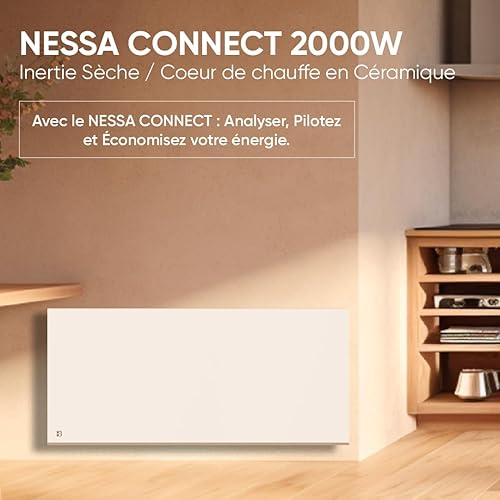 BESTHERM - Radiateur électrique fixe connecté WIFI à inertie sèche céramique 2000W Bestherm NESSA CONNECT horizontal blanc - Nail Gallerys