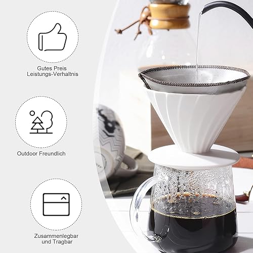 DAWRIS Filtre à Café Réutilisable et Pliable en Acier Inoxydable Filtre Permanent pour Machine a cafe Acier Inoxydable de Qualité Supérieure - Nail Gallerys