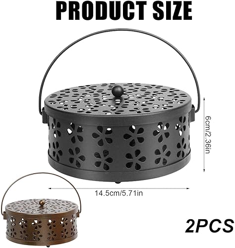 Lot de 2 porte-bobines d'encens en métal portable avec couvercle de poignée, pour la maison, le bureau, la salle de méditation, le camping - Nail Gallerys