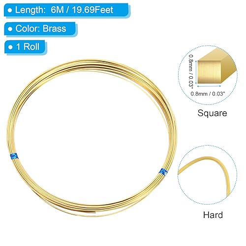 PATIKIL Fil Carré En Laiton de 20Gauge/0,8mm, Longueur de 19,69 Pieds, Fil de Laiton Dur Et Pliable pour Fabrication de Bijoux, Bricolage de Boucles D'Oreilles, En Laiton - Nail Gallerys