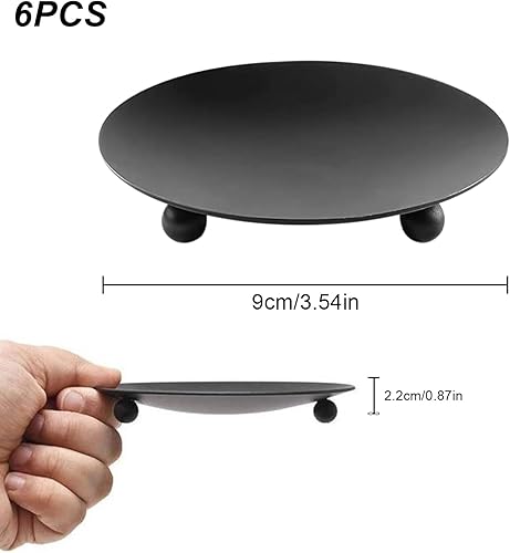 Nizirioo Lot de 6 bougeoirs piliers ronds en métal - Bougeoirs parfumés pour décoration de table, mariage, fête (noir, 9 cm) - Nail Gallerys