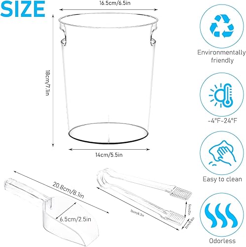 Lot de 6 seaux à glace en acrylique transparent de 4 L avec 6 cuillères à glace et 6 pinces, seaux à champagne en plastique avec poignée pour fête, bar, maison - Nail Gallerys