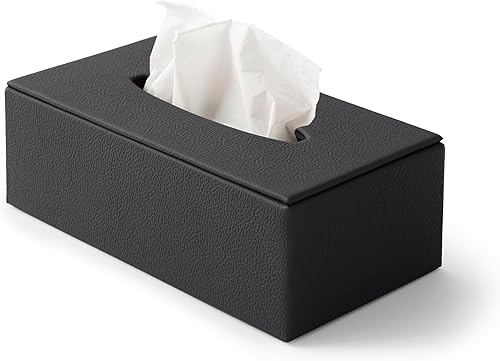Eglooh - Atena - Boîte Mouchoirs Rectangulaire Cuir Véritable Gris Anthracite - Boite de Mouchoirs Papier Decorative - pour Bureau, Maison - cm 24,6 x 13,1 x H.7,5 - Fabriqué en Italie - Nail Gallerys