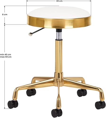 ACTIVESHOP H7 Tabouret de coiffeur à roulettes Doré/blanc - Nail Gallerys