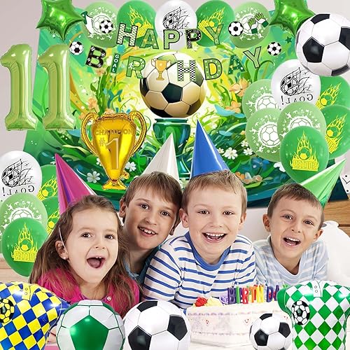 Décoration Anniversaire Foot 11 Ans, Kit Anniversaire Football Garcon, Joli Ballon Bannière et Fond Anniversaire Foot, Vert Deco Anniversaire Foot 11 Ans Parfait Cadeau (Anniversaire Football 11 Ans) - Nail Gallerys