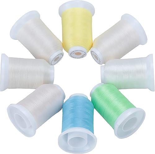 New brothread 8 Bobines Changement de couleur UV Fil à broder à la machine 30WT 500M (550Y) Chaque Bobine pour la Broderie, le Matelasser, la Couture - Nail Gallerys