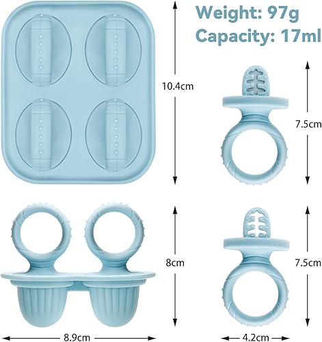 4 Mini Moule à Glace Bébé Réutilisable, 4 Pochons en Silicome Alimentaire Sans BPA, Moules à Popsicle Enfant avec Bâtonnets, Compatible Lave-vaisselle, pour Popsicles, Crèmes Glacées, Sorbets (Vert) - Nail Gallerys
