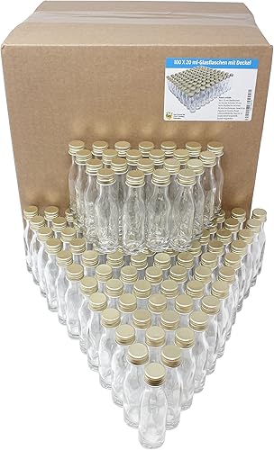 Aromhuset Lot de 100 bouteilles vides en verre de 20 ml avec bouchon à vis - Anti-fuite - Transparent - Bouteille à liqueur - Bouteille à épices - Bouteille décorative - À remplir - Nail Gallerys