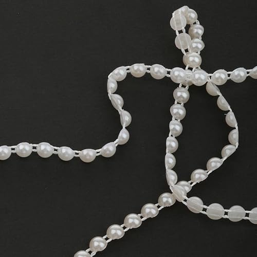 Tiuimk Chaîne de perles en coton demi-rondes de 6 mm - Blanc - 5 m - Nail Gallerys