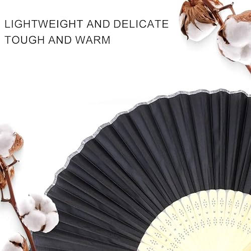 Tadipri Eventails À Main,Eventail en Soie avec Boîte Cadeau Ventilateurs À Main Pliants Ventilateur Chinois Pliable en Tissu De Soie Et Côtes De Bambou pour Décoration Murale (Noir) - Nail Gallerys