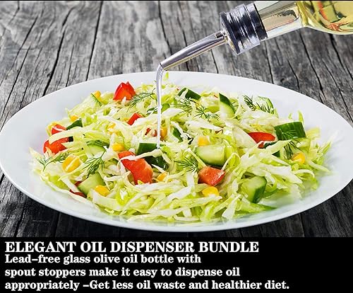 Bouteille de distributeur d'huile d'olive 500ml avec bec distributeur de vinaigre d'huile de cuisson avec entonnoir pour cuisine grill salades de pâtes et cuisson - Nail Gallerys