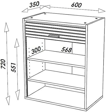 SIMMOB Meuble de Cuisine Noir 2 Etagères L 60 cm H 72 cm P 35 cm - Nail Gallerys