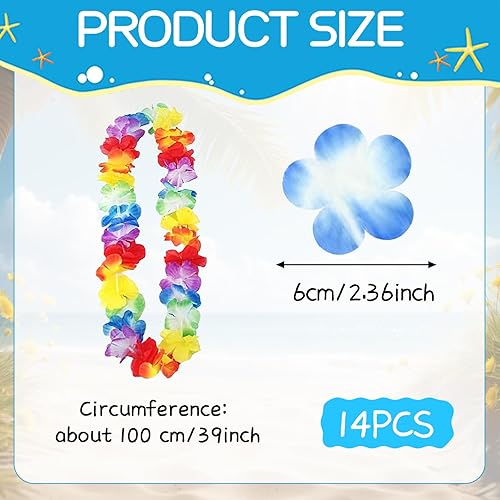 ARTGUTS Lot de 14 guirlandes hawaïennes multicolores - Accessoires de décoration de fête tropicale hawaïenne - Pour fêtes tropicales hawaïennes, fêtes sur la plage, les bars - Nail Gallerys