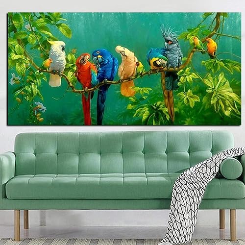 HTWLMM Tableau Perroquet Oiseau sur Branches Paysage Affiche Toile Peintures Murale Art Salon Chambre Décor À La Maison sans Cadre (65X130CM) - Nail Gallerys