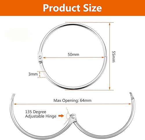 Anneaux Rideaux en Métal,20 PCS Argent Rideau Anneaux de pour Tringle à Rideaux et Rideau de Douche Lot d'Anneaux Circulaires Ouvrables avec Crochets - Décoration Maison & Salle de Bain - Nail Gallerys