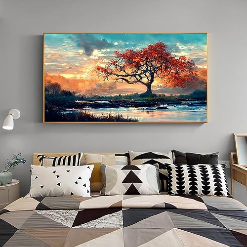 Instarry DIY 5D Diamond Painting Complet Paysage d'Érable au Coucher du Soleil Accessoires de Décoration Intérieure 120x50 cm - Nail Gallerys