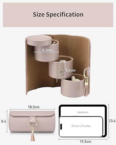 Vlando Boîte à bijoux de voyage en similicuir pour bagues, boucles d'oreilles, colliers, bracelets, cadeau pour femme, couple, amis - Nail Gallerys