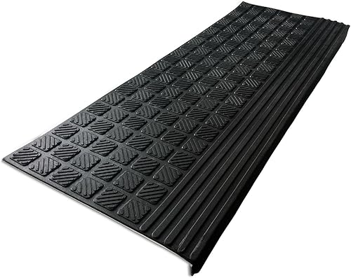 casa pura Marchettes d'Escalier en Caoutchouc pour Extérieur, Tapis d'escalier Antidérapant Résistant à la Chaleur, Pluie, Neige, Gel, Tapis pour l'escalier, épais. 8mm | Diamond - 25x65 cm - 5 Pièces - Nail Gallerys