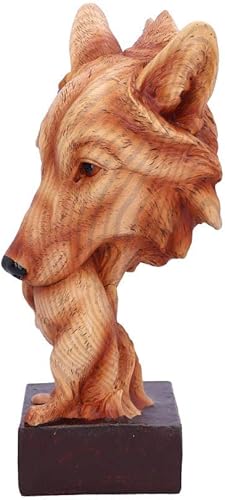 Nemesis Now Buste de Protection Naturelle en polyrésine Effet Bois Motif Loup Taille Unique - Nail Gallerys