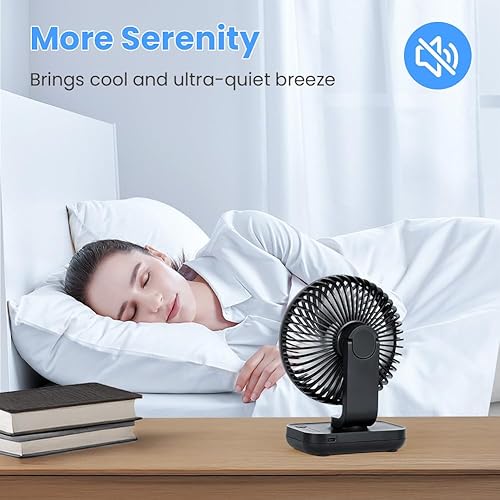 AUAUY Ventilateur Silencieux Portable, Mini Ventilateur de Bureau USB, 4 Vitesses Petit Ventilateur de Table, Vent Fort, pour Chambre, Bureau, Maison, Cuisine, École, Bibliothèque et Camping - Nail Gallerys